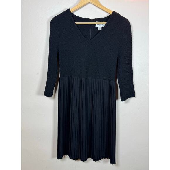 Ganni x Anthropologie Fulton Black Pleated Knit A-Line Cocktail Mini Dress Small - Picture 1 of 13